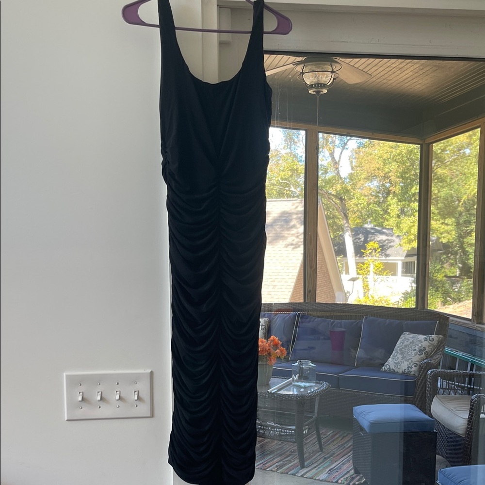 Elegant Black Ruched Maxi Dress